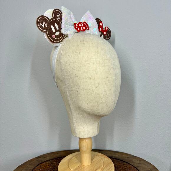 Gingerbread Cookie Elastic Minnie Ears | Disney-Inspired Adjustable Headband - Picture 5 of 5